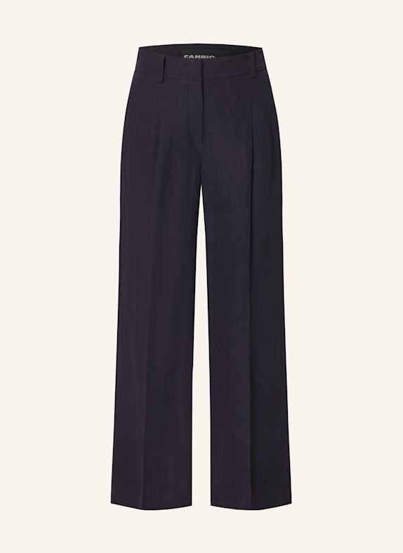 CAMBIO Wide leg trousers AMELIE with linen DARK BLUE