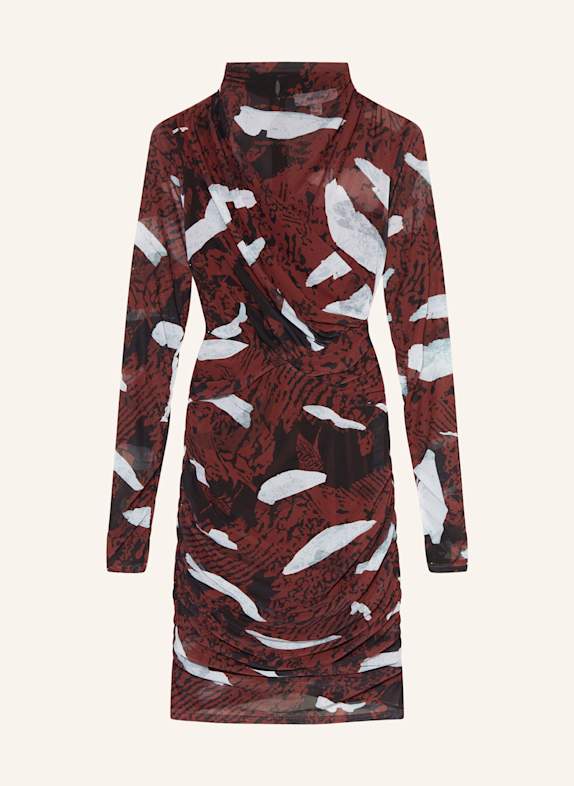 REISS Mesh-Kleid KALLIE DUNKELROT/ SCHWARZ/ HELLGRAU