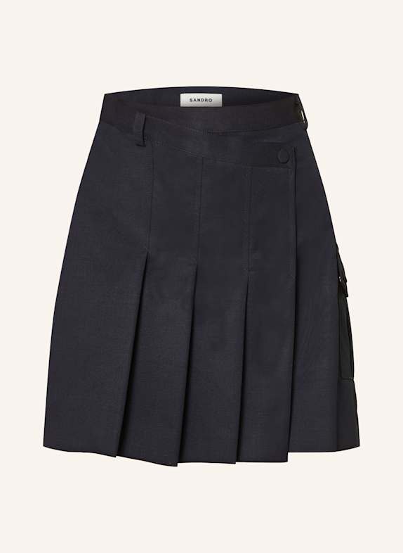 SANDRO Plisowana spódnica w stylu kopertowym GRANATOWY