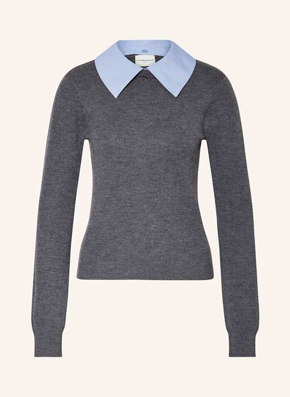 CLAUDIE PIERLOT Pullover mit abnehmbarem Kragen DUNKELGRAU/ BLAU
