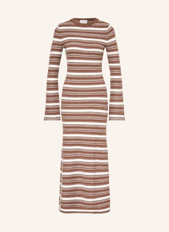 CLAUDIE PIERLOT Strickkleid BRAUN/ GRAU/ ECRU