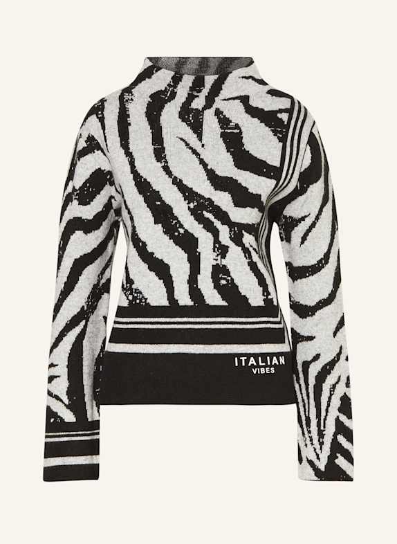 monari Pullover mit Schmucksteinen SCHWARZ/ HELLGRAU