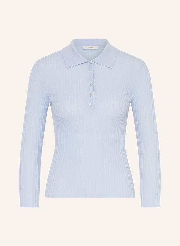VINCE Strick-Poloshirt HELLBLAU