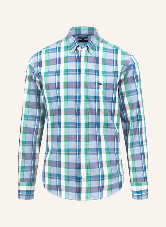 FYNCH-HATTON s peaked lapels double-breasted jacket GREEN/ BLUE/ WHITE