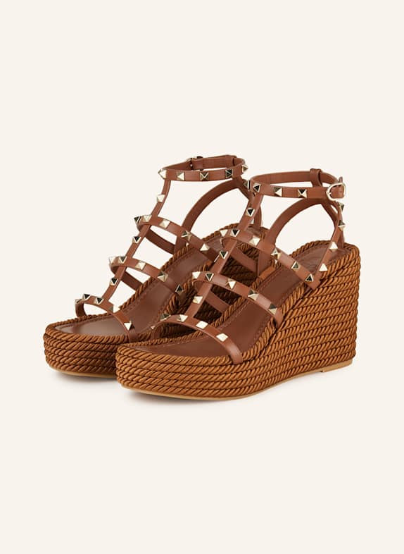 VALENTINO GARAVANI Wedges ROCKSTUD TORCHON BRAUN