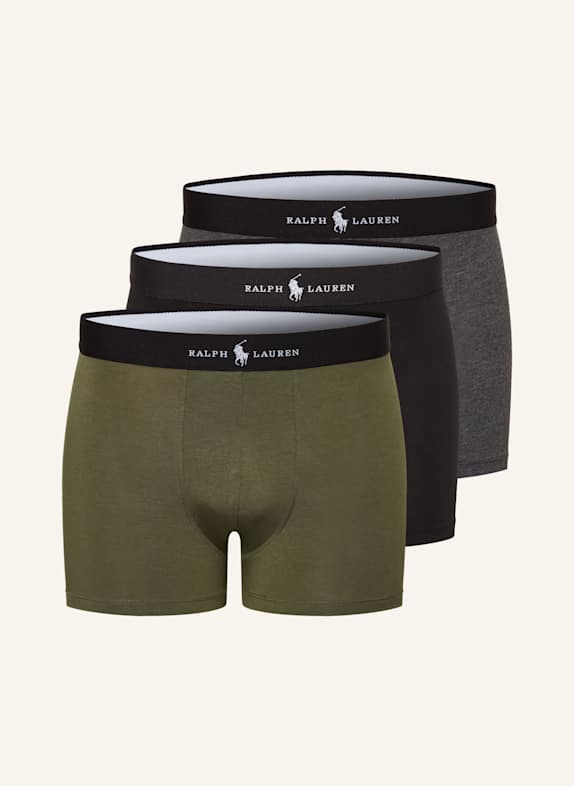 POLO RALPH LAUREN 3er-Pack Boxershorts GRAU/ KHAKI/ SCHWARZ