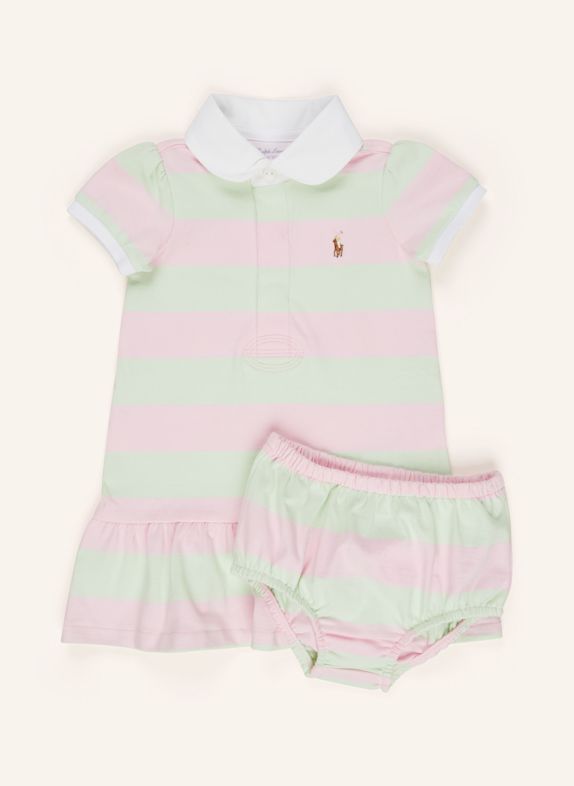 POLO RALPH LAUREN Set: Polokleid und Hose HELLGRÜN/ HELLROSA