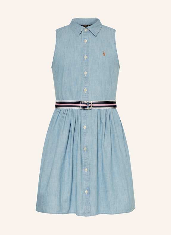 POLO RALPH LAUREN Hemdblusenkleid in Jeansoptik HELLBLAU