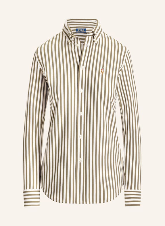 POLO RALPH LAUREN Hemdbluse aus Piqué WEISS/ KHAKI