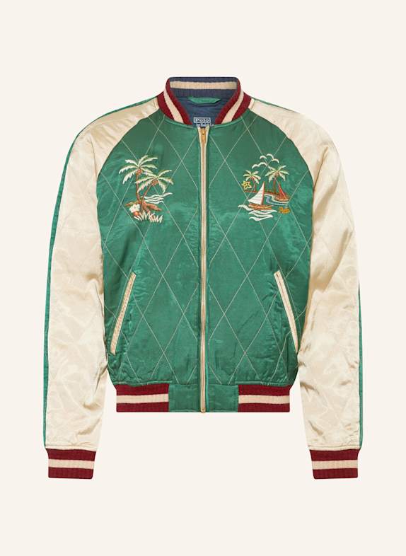 POLO RALPH LAUREN Satin blouse GREEN/ CREAM/ DARK RED