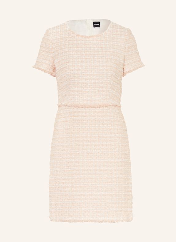 BOSS DETONA sheath dress in bouclé SALMON/ ECRU