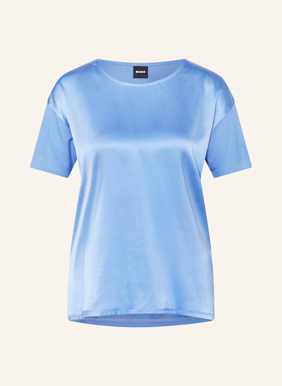 BOSS Shirt blouse ESANDY in mixed materials with silk BLUE