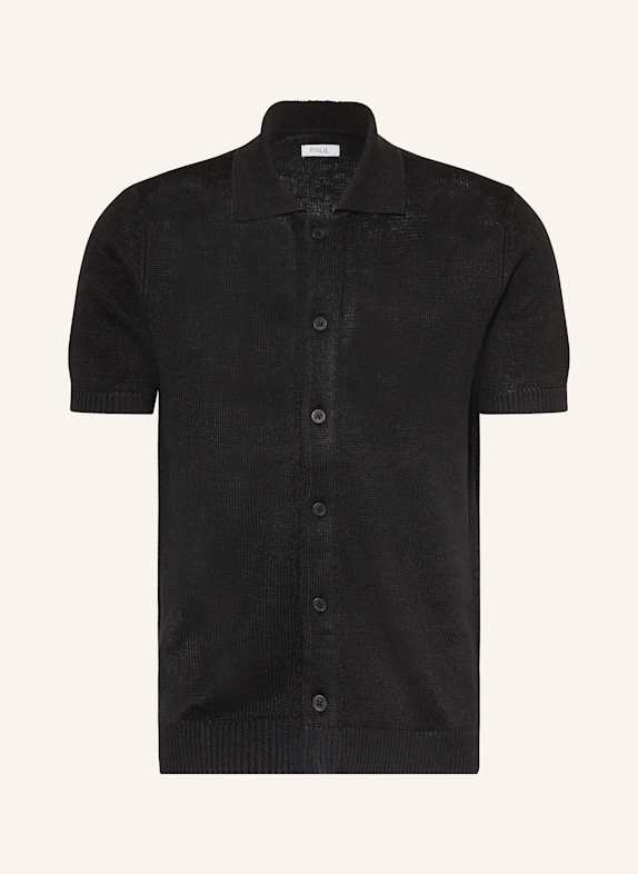 PAUL Strickhemd Comfort Fit aus Leinen SCHWARZ
