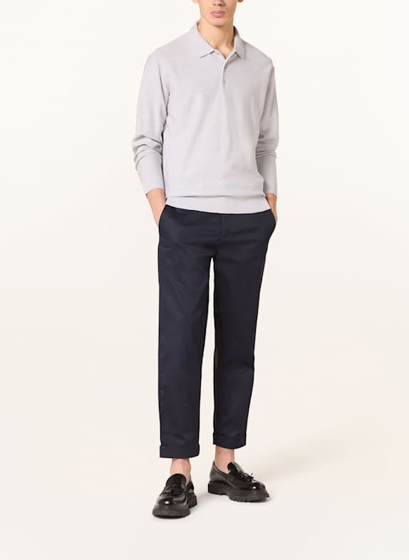 PAUL Tricou polo tricotat GRI DESCHIS