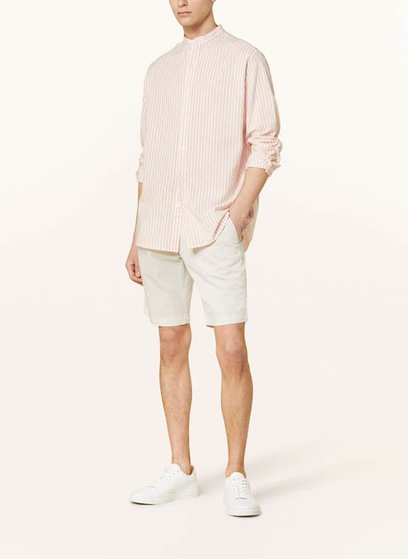 PAUL Overhemd Comfort Fit met opstaande kraag en linnen WIT / ZALM