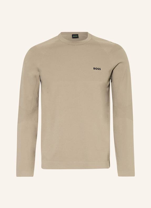 BOSS Sweter SEAMLESS TECH BEŻOWY/ KHAKI