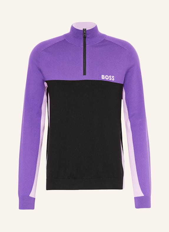 BOSS Sweter typu troyer HYDRO-X LILA/ CZARNY