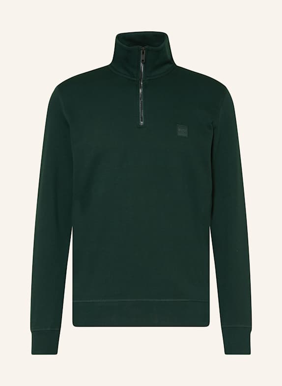 BOSS Half-zip sweater in sweatshirt fabric ZETRUST DARK GREEN