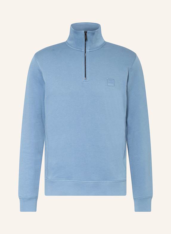 BOSS Half-zip sweater in sweatshirt fabric ZETRUST BLUE GRAY