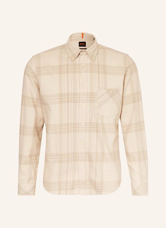 BOSS Flanellhemd RICKERT Regular Fit BEIGE