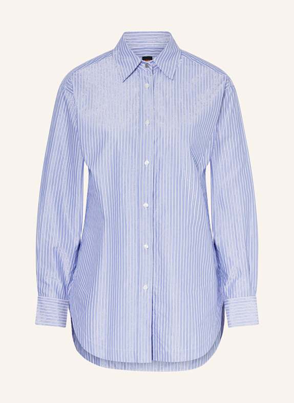 BOSS BOSTUCCI shirt blouse with glitter thread LIGHT BLUE/ WHITE