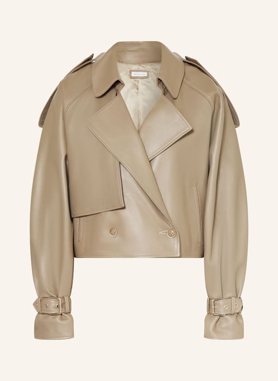MRS & HUGS Trench-Jacke aus Leder TAUPE
