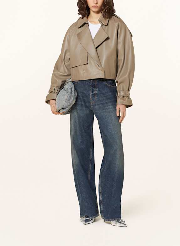 MRS & HUGS Trench-Jacke aus Leder TAUPE