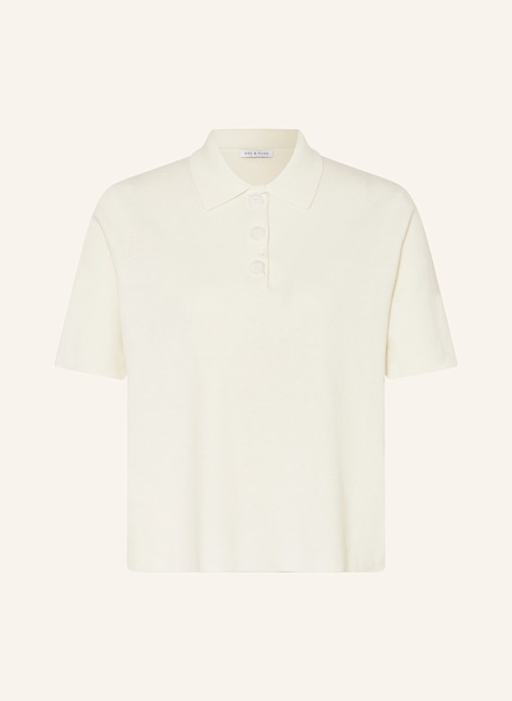 MRS & HUGS Strick-Poloshirt mit Leinen ECRU