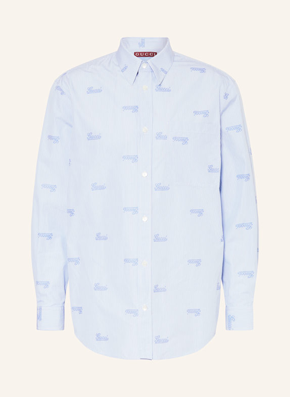 GUCCI Hemd Comfort Fit HELLBLAU/ WEISS