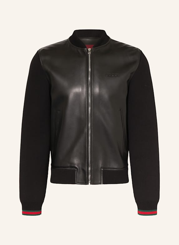 GUCCI Lederjacke im Materialmix SCHWARZ