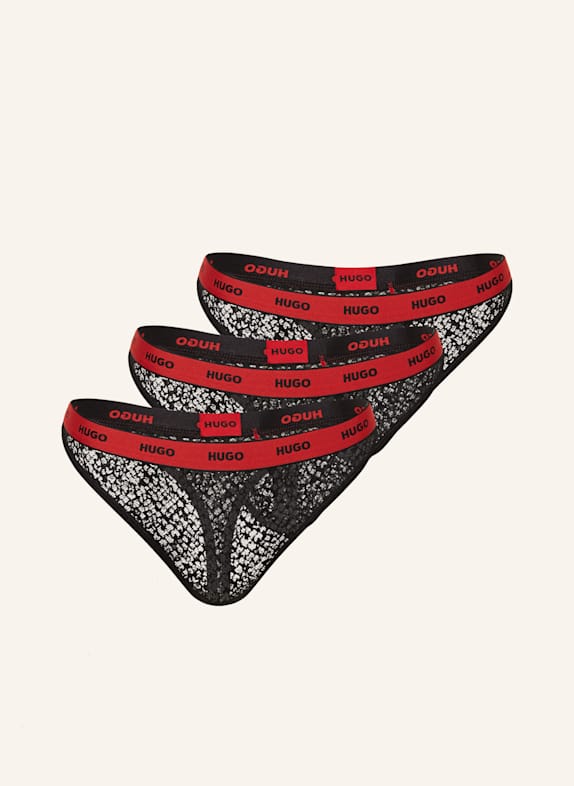 HUGO 3er-Pack Strings SCHWARZ/ ROT