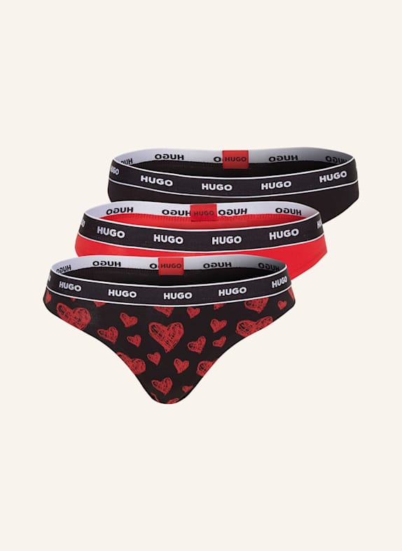 HUGO Stringi, 3 szt. CZERWONY/ CZARNY
