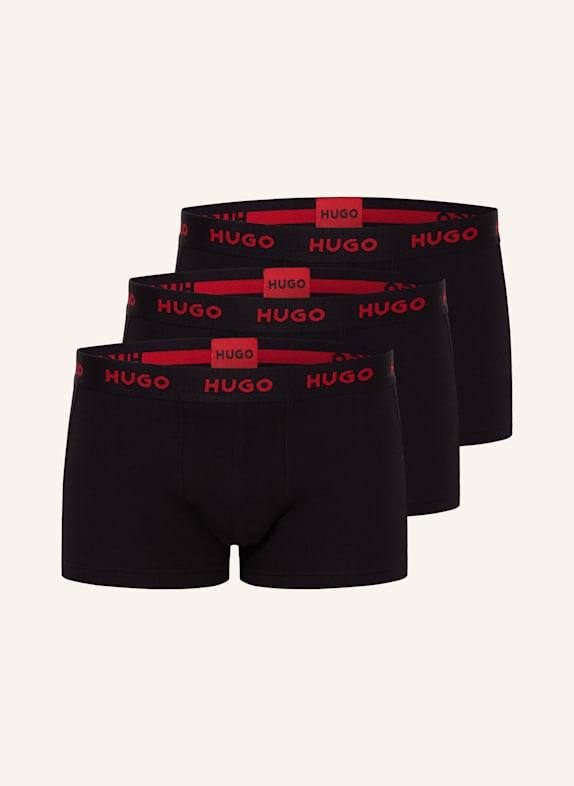 HUGO 3er-Pack Boxershorts SCHWARZ/ ROT