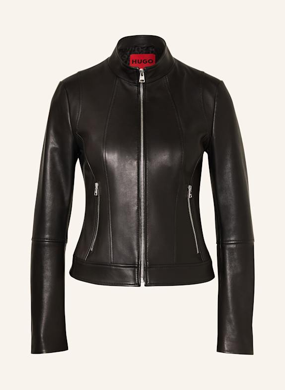 HUGO Lederjacke LASATTA SCHWARZ