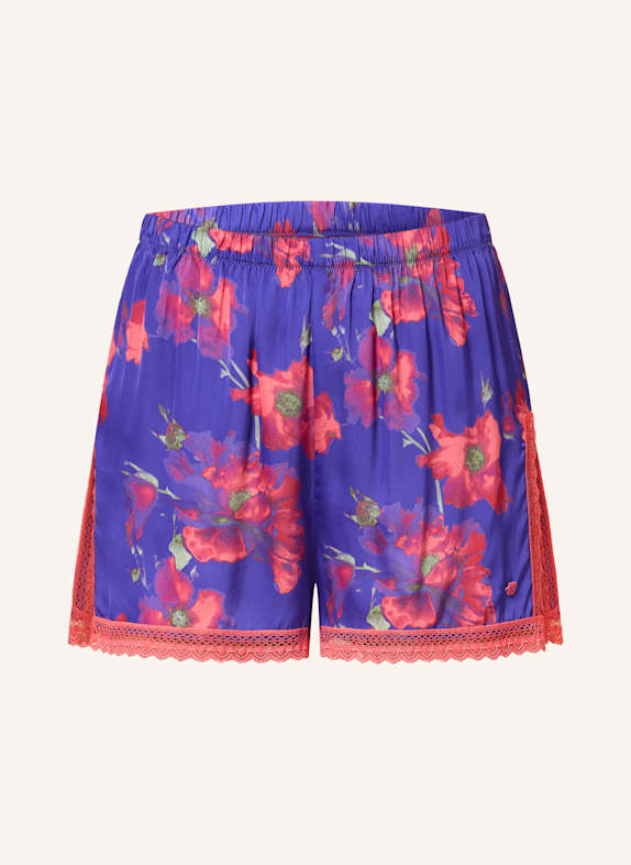 HUGO Szorty od piżamy FUN LACE z satyny LILA/ CZERWONY/ ZIELONY