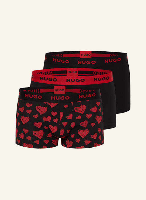 HUGO 3er-Pack Boxershorts SCHWARZ/ ROT