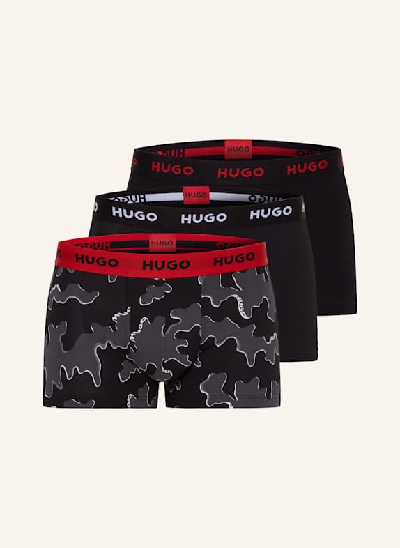 HUGO 3er-Pack Boxershorts SCHWARZ/ GRAU/ ROT