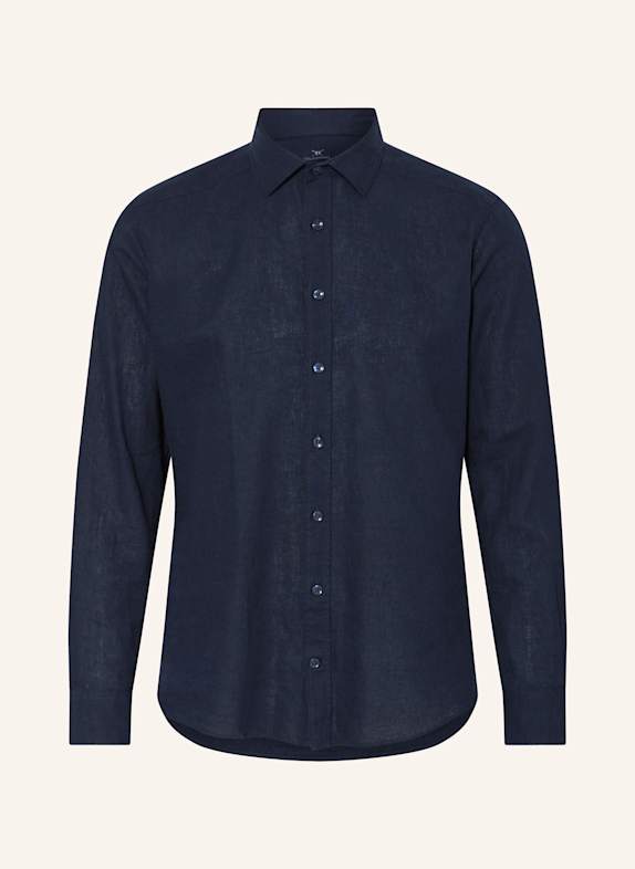 STROKESMAN'S Shirt modern fit with linen DARK BLUE
