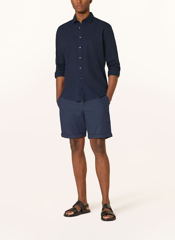 STROKESMAN'S Overhemd Regular Fit met linnen DONKERBLAUW