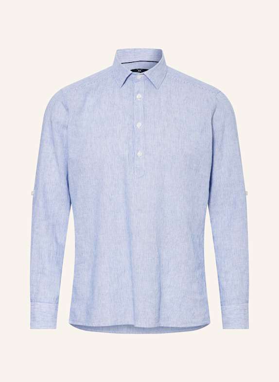 STROKESMAN'S Shirt modern fit with linen LIGHT BLUE/ BLUE