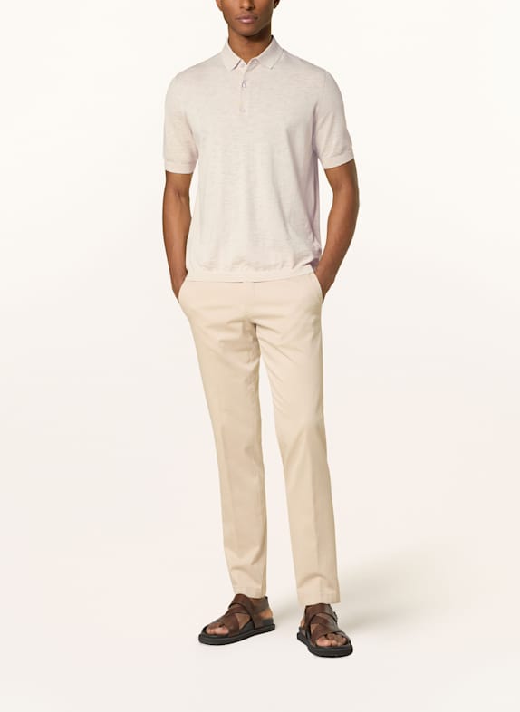 STROKESMAN'S Strikket polo-shirt BEIGE