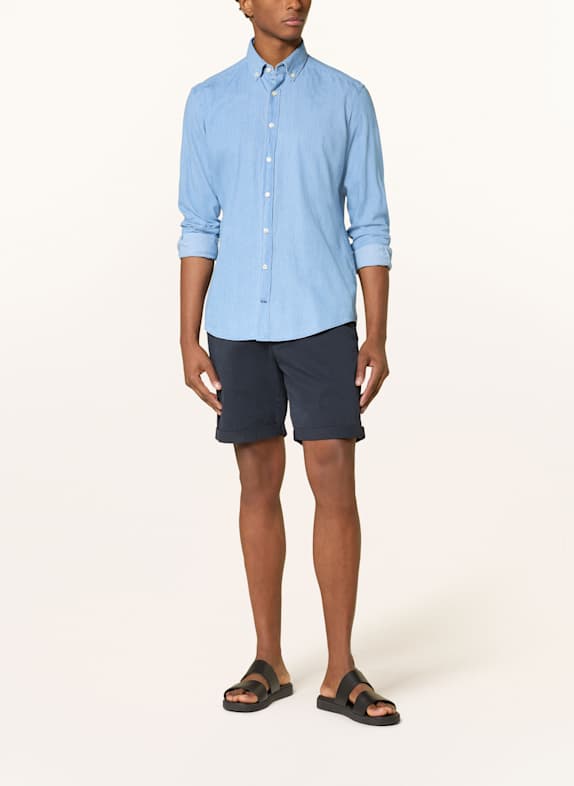 STROKESMAN'S Overhemd met normale pasvorm in jeanslook BLAUW