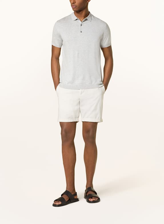 STROKESMAN'S Strikket polo-shirt LYSEGRÅ