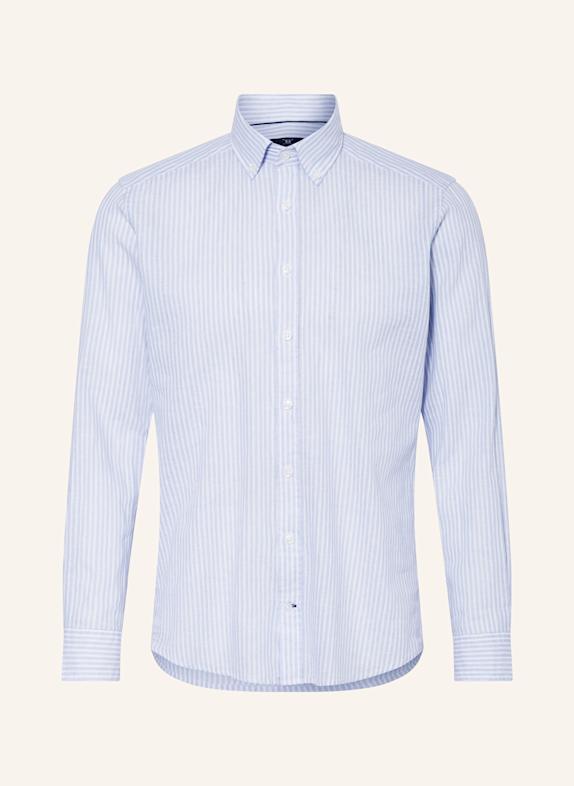 STROKESMAN'S Shirt regular fit with linen LIGHT BLUE/ WHITE