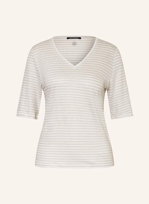 LUISA CERANO T-Shirt aus Leinen HELLGRAU/ WEISS