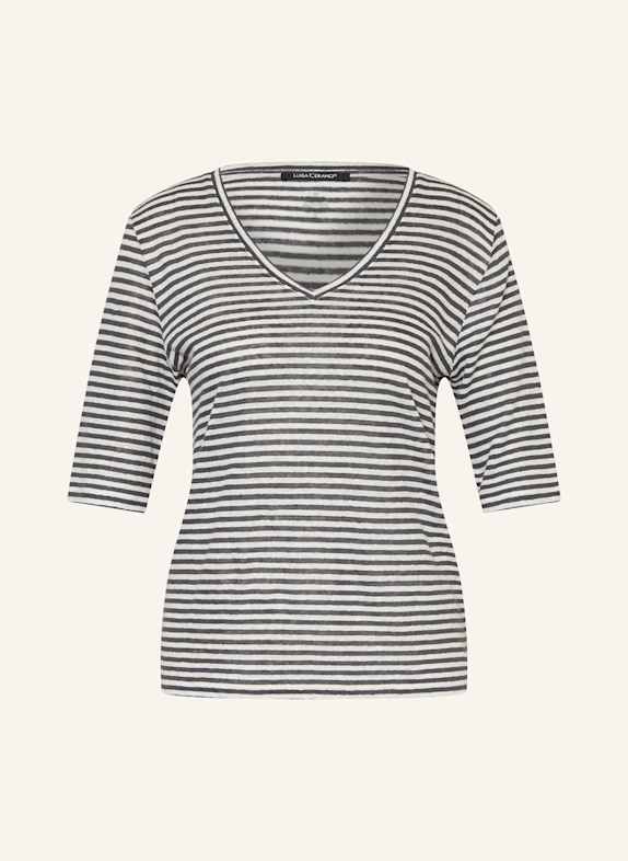 LUISA CERANO T-Shirt aus Leinen GRAU/ CREME