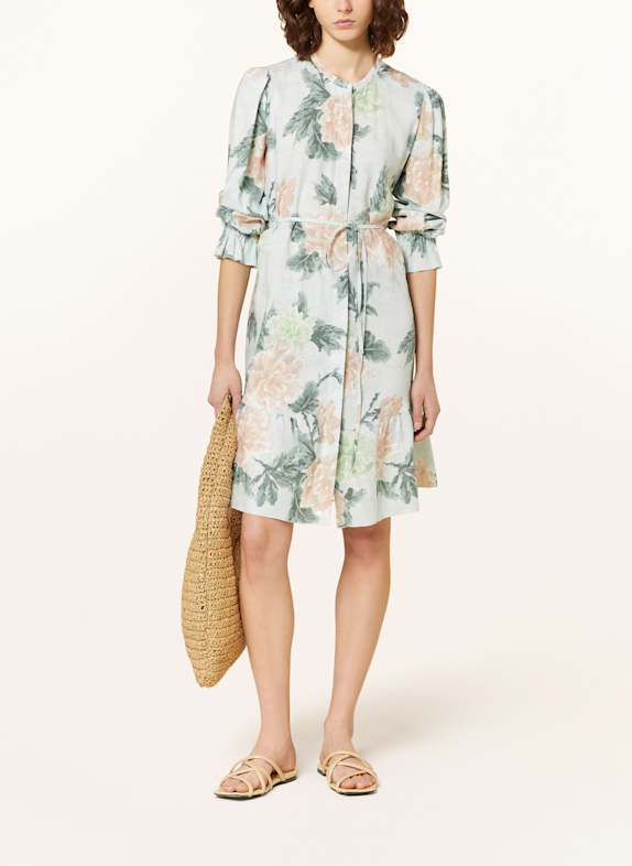 LUISA CERANO Hemdblusenkleid mit Leinen MINT/ ROSÉ/ DUNKELGRÜN