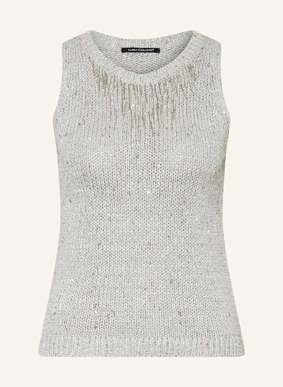 LUISA CERANO Knit top with glitter thread and sequins GRAY