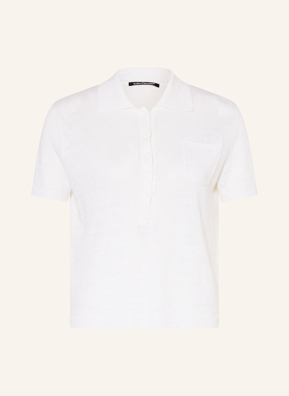 LUISA CERANO Knitted polo shirt made of linen WHITE