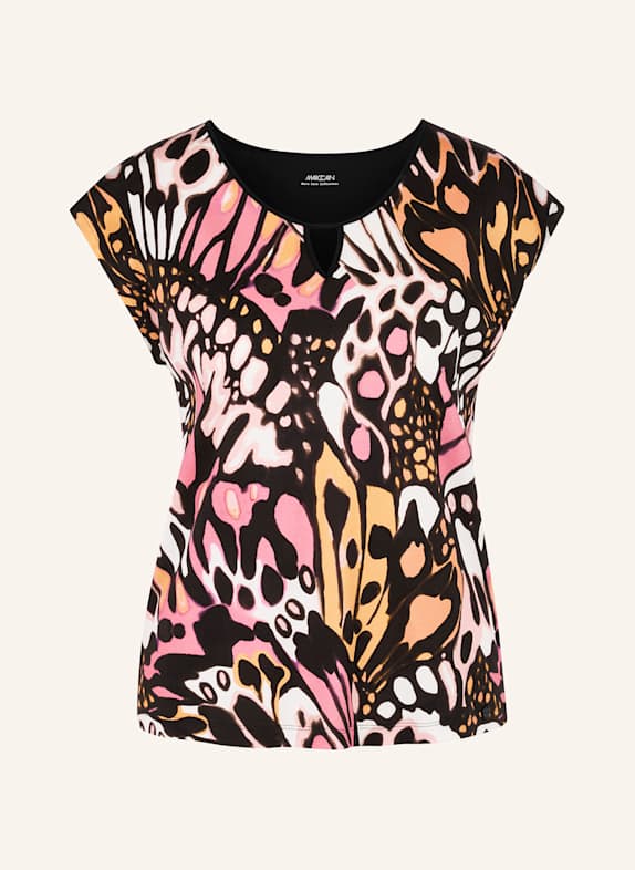 MARC CAIN T-Shirt PINK/ ORANGE/ SCHWARZ